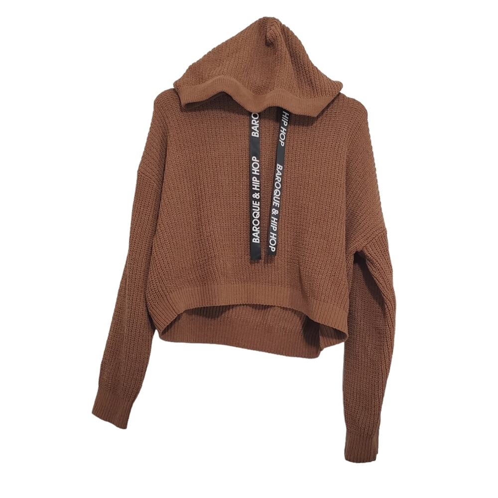 NEW Baroque & Hip Hop Soft Knit Hooded Crop Sweater